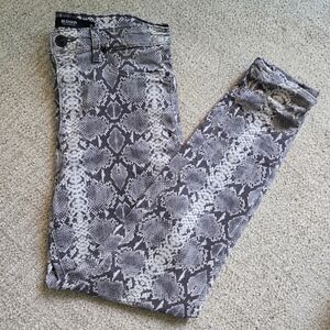 Hudson Barbara Super Skinny Jeans Gray Snake Print Size 30